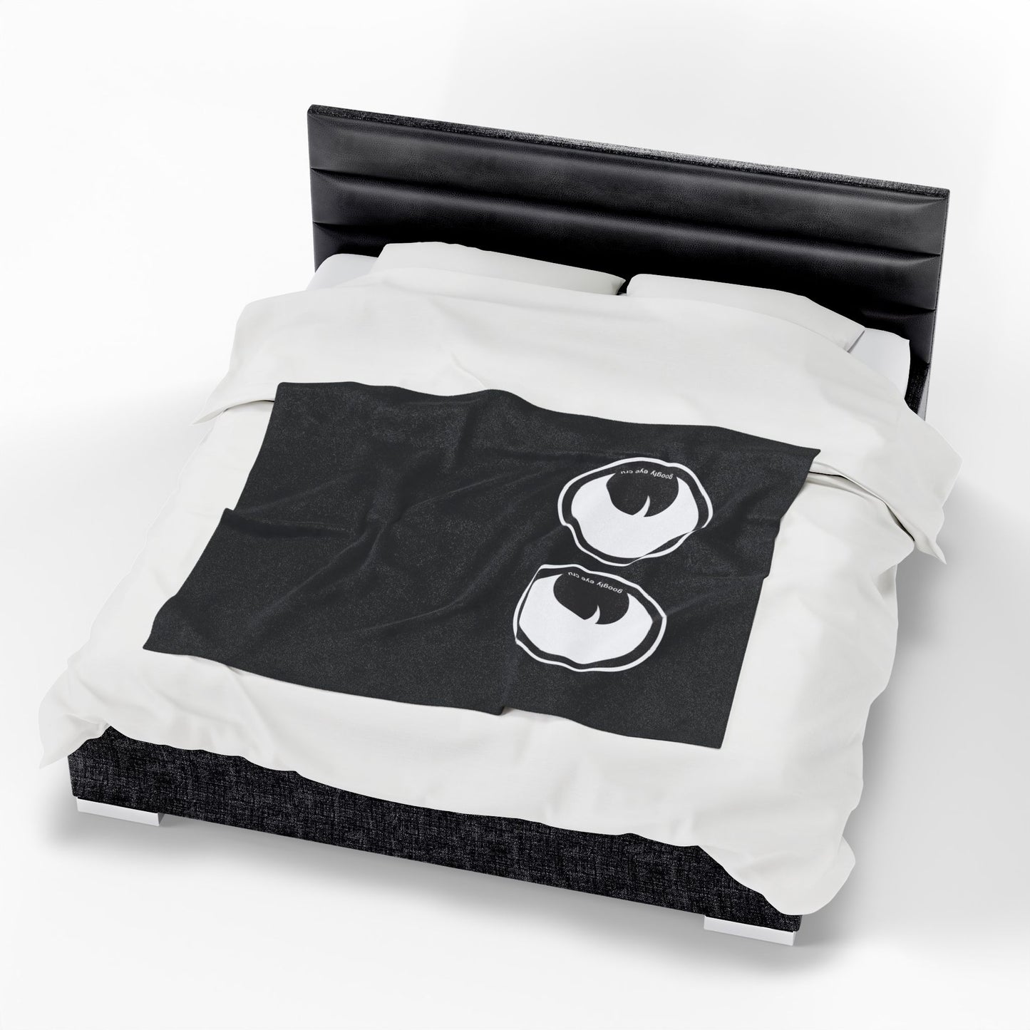 Googly Eye Cru Velveteen Plush Blanket — Cute Cuddle Face Throw