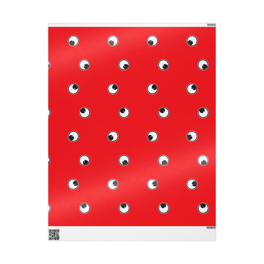 Googly Eye Cru Pattern Wrapping Paper | Red Polka Dot Eye Print