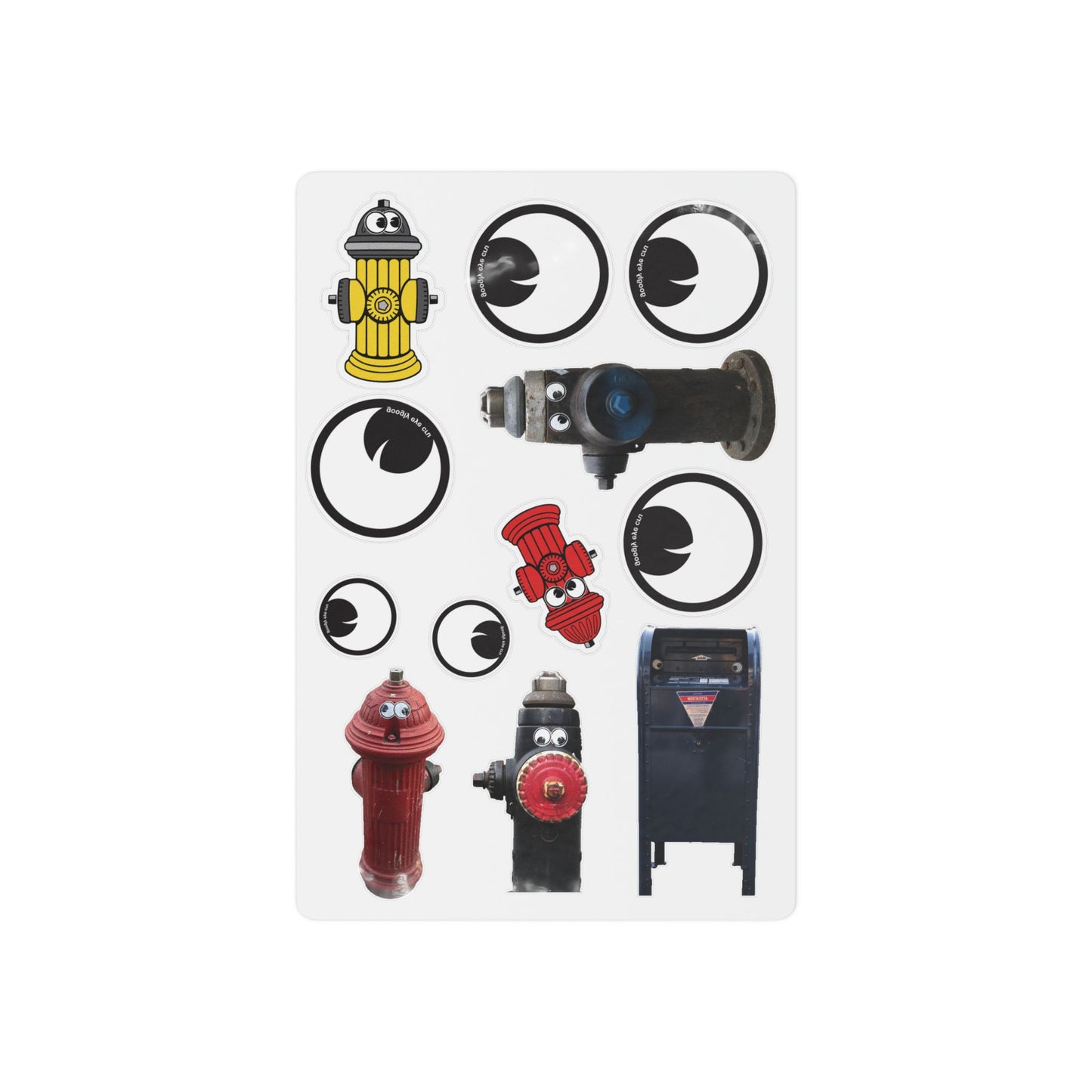 Fire Hydrant & Googly Eye Cru Temporary Tattoo Sheet — Novelty Kids Party Favor