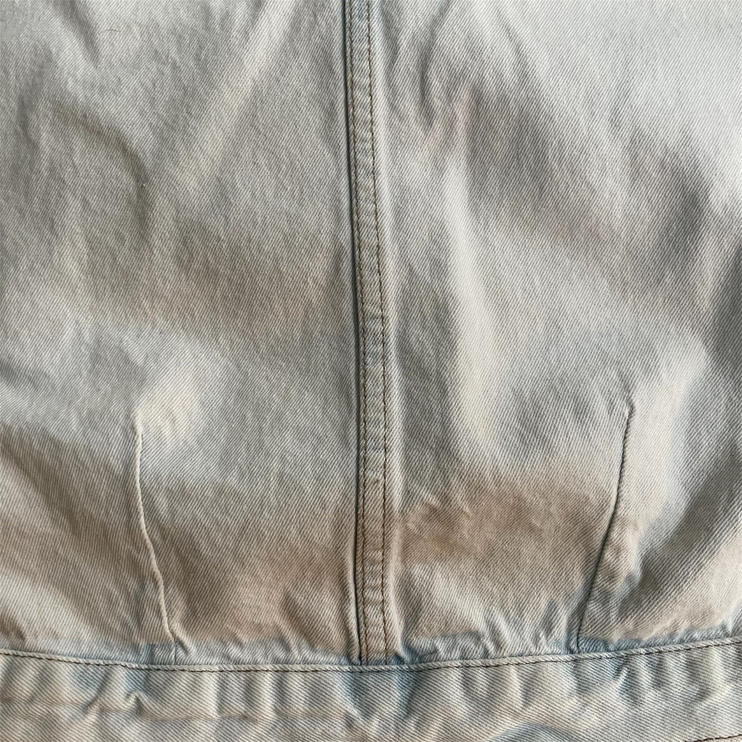 UPCYCLED Bleached out Dolman SleeveDenim Jacket w/Chenille Eyes