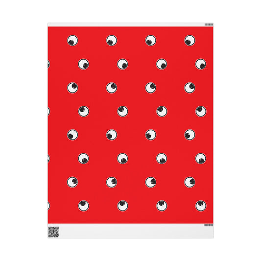 Googly Eye Cru Pattern Wrapping Paper | Red Polka Dot Eye Print