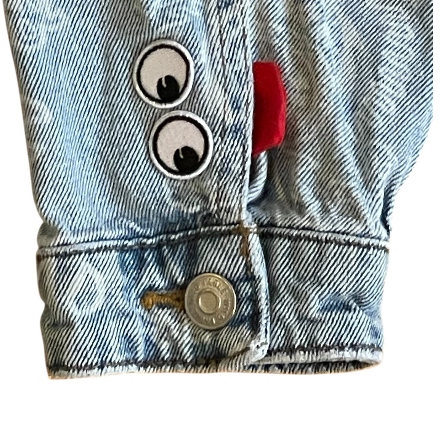 UPCYCLED Denim Jacket w/ EARTH Print and all over bandana print.