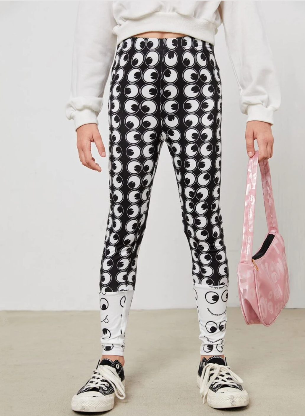 SHEIN x googly eye cru girls high waisted allover print leggings