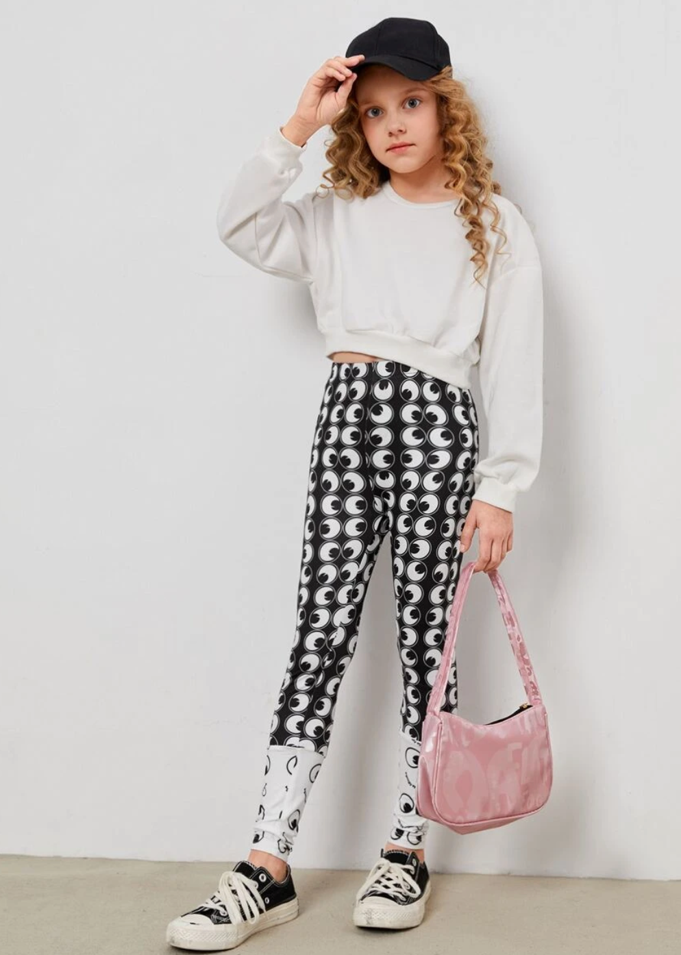 SHEIN x googly eye cru girls high waisted allover print leggings