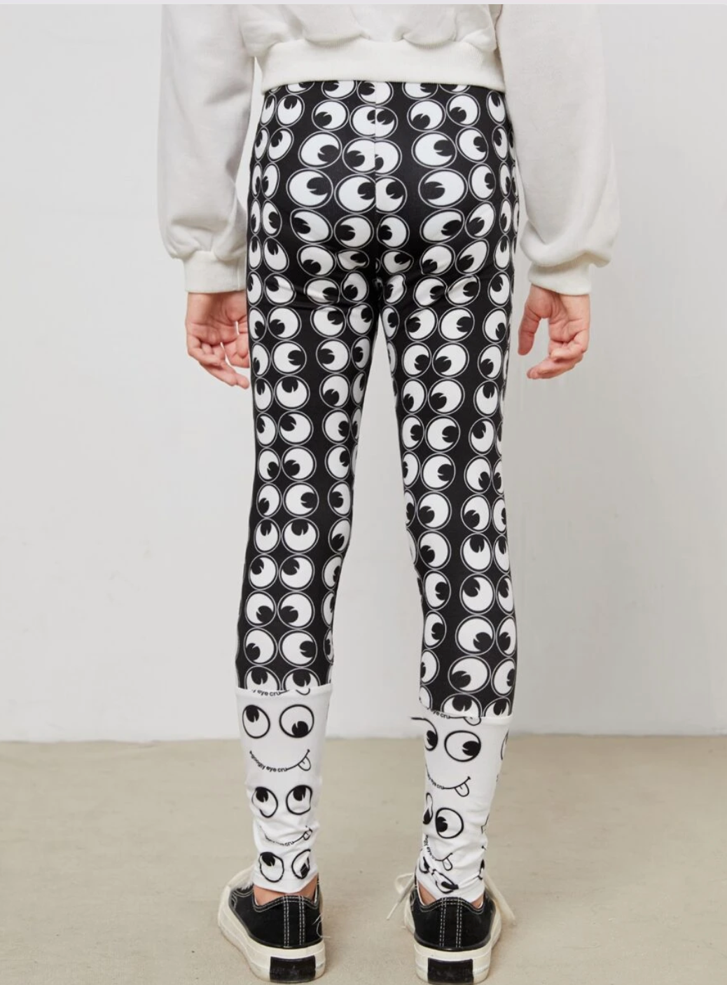 SHEIN x googly eye cru girls high waisted allover print leggings