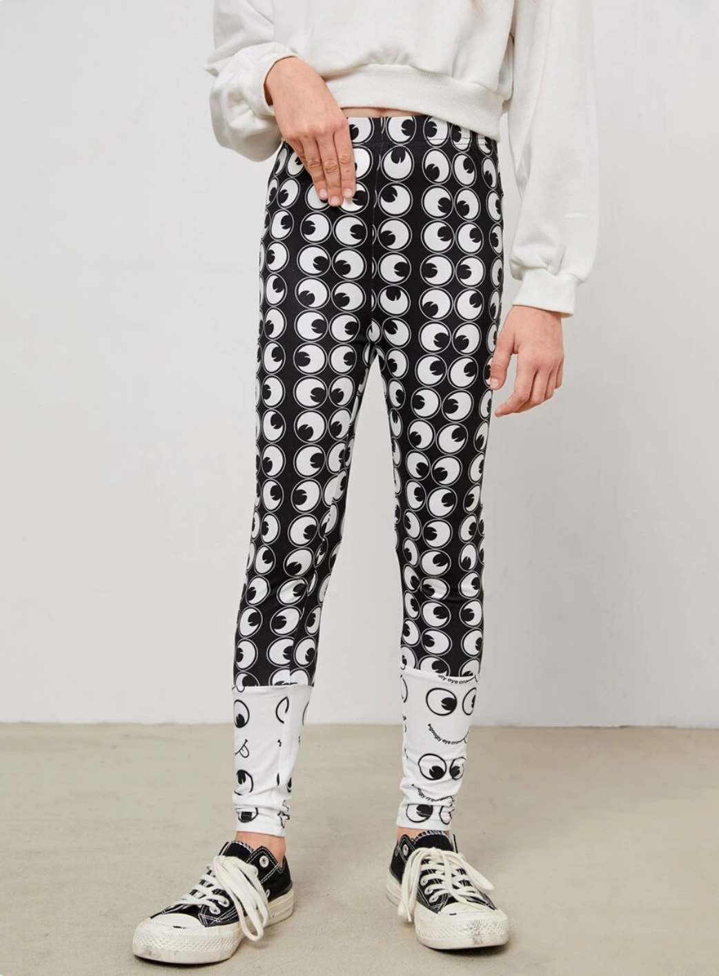 SHEIN x googly eye cru girls high waisted allover print leggings