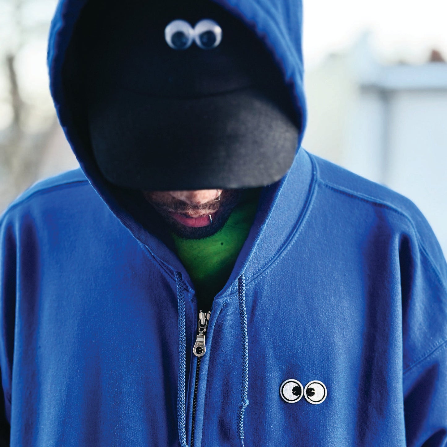 SWEATSHIRT: Googly Eye Cru Full Zip Hood