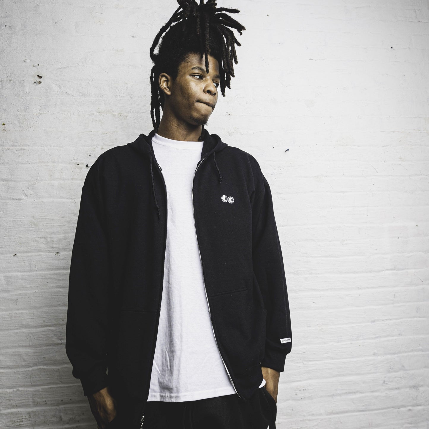 SWEATSHIRT: Googly Eye Cru Full Zip Hood