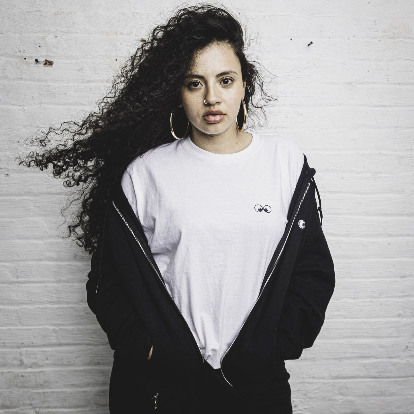 SWEATSHIRT: Googly Eye Cru Full Zip Hood