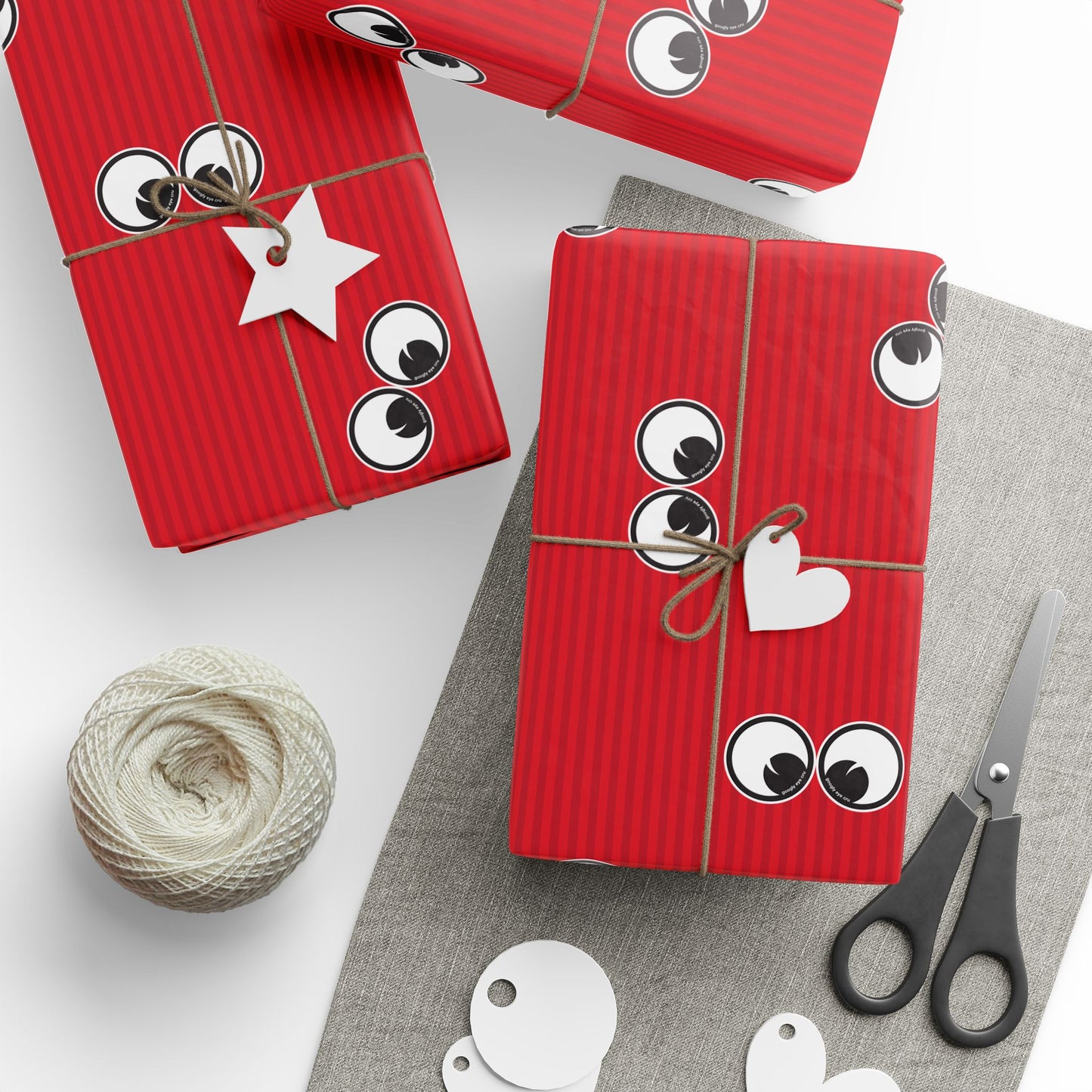 Googly Eye  Cru Pattern Wrapping Paper | Red stripe Eye Print