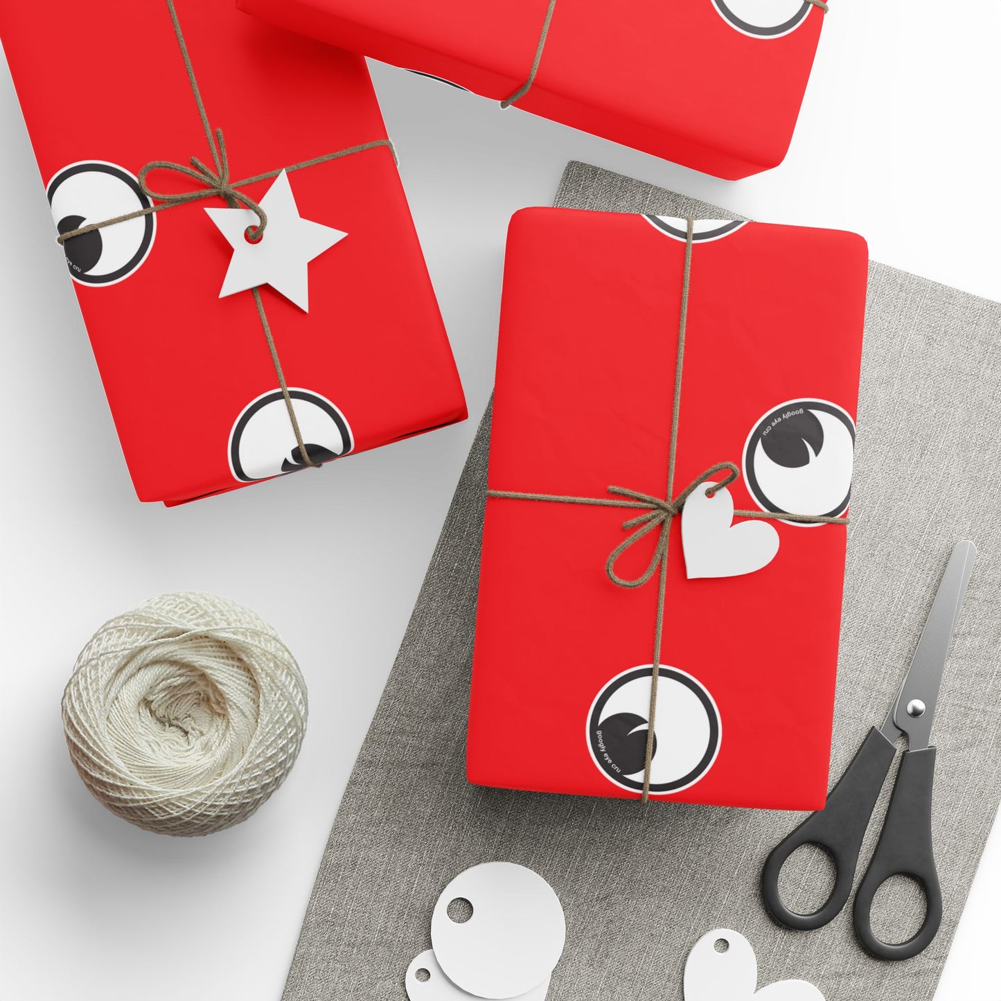 Googly Eye  Cru Pattern Wrapping Paper | Red Polka Dot Eye Print