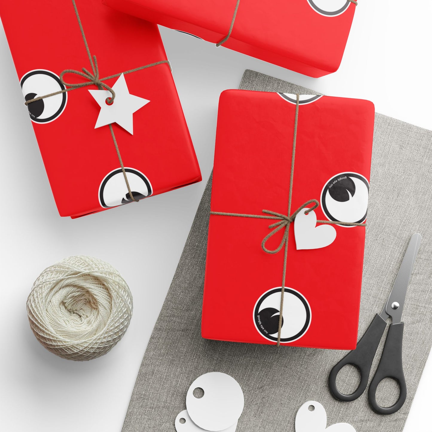 Googly Eye  Cru Pattern Wrapping Paper | Red Polka Dot Eye Print