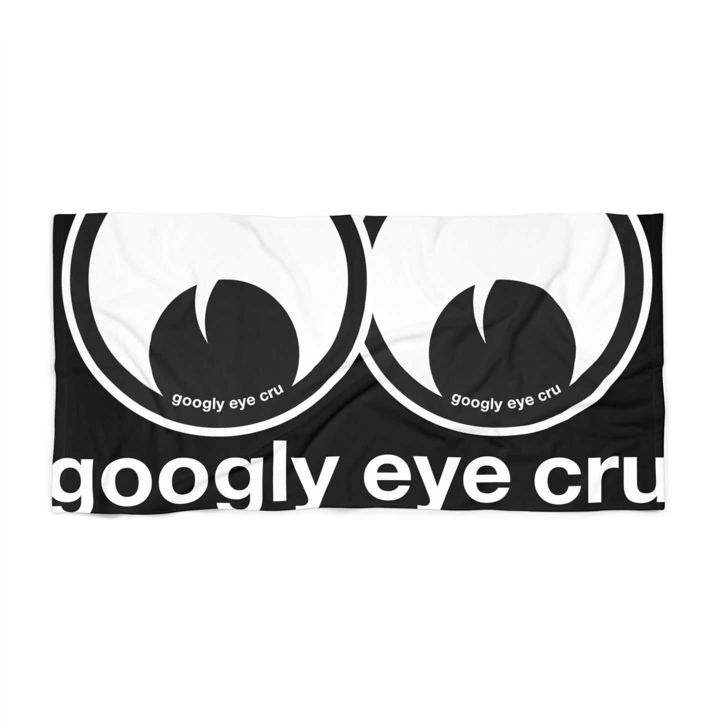 Googly Eye Cru Beach Towel — Bold Black & White Graphic