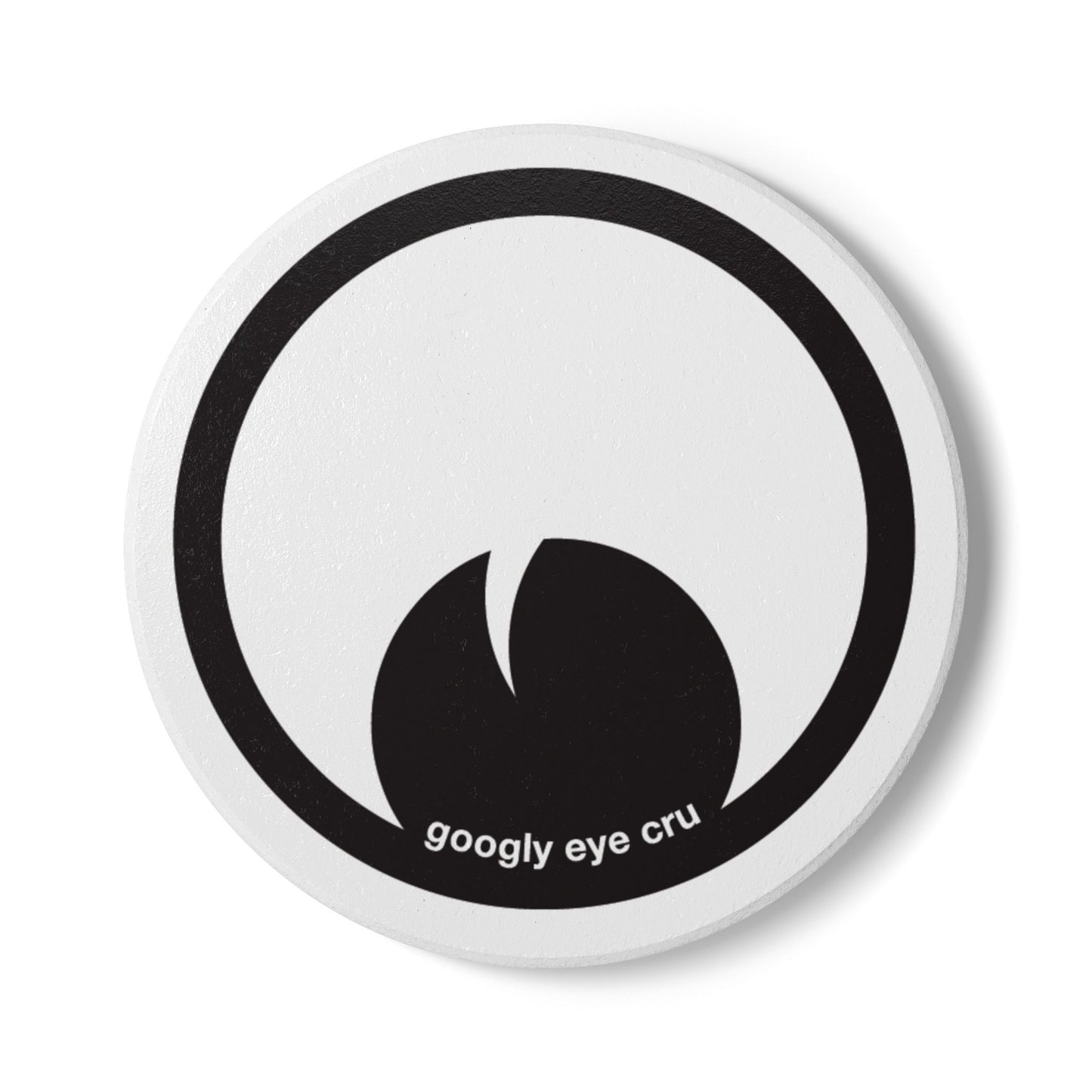 Googly Eye Cru Ceramic Coaster — Minimal Black Googly Eye Design
