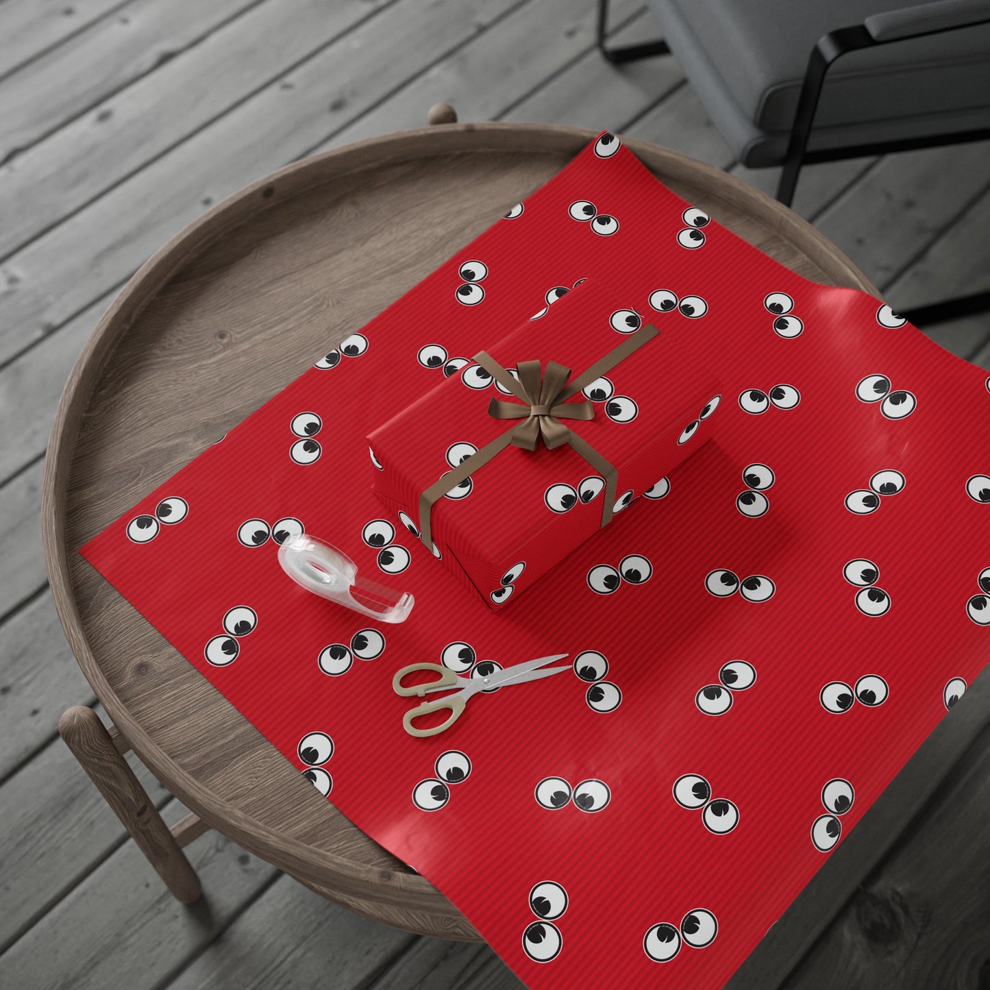 Googly Eye  Cru Pattern Wrapping Paper | Red stripe Eye Print