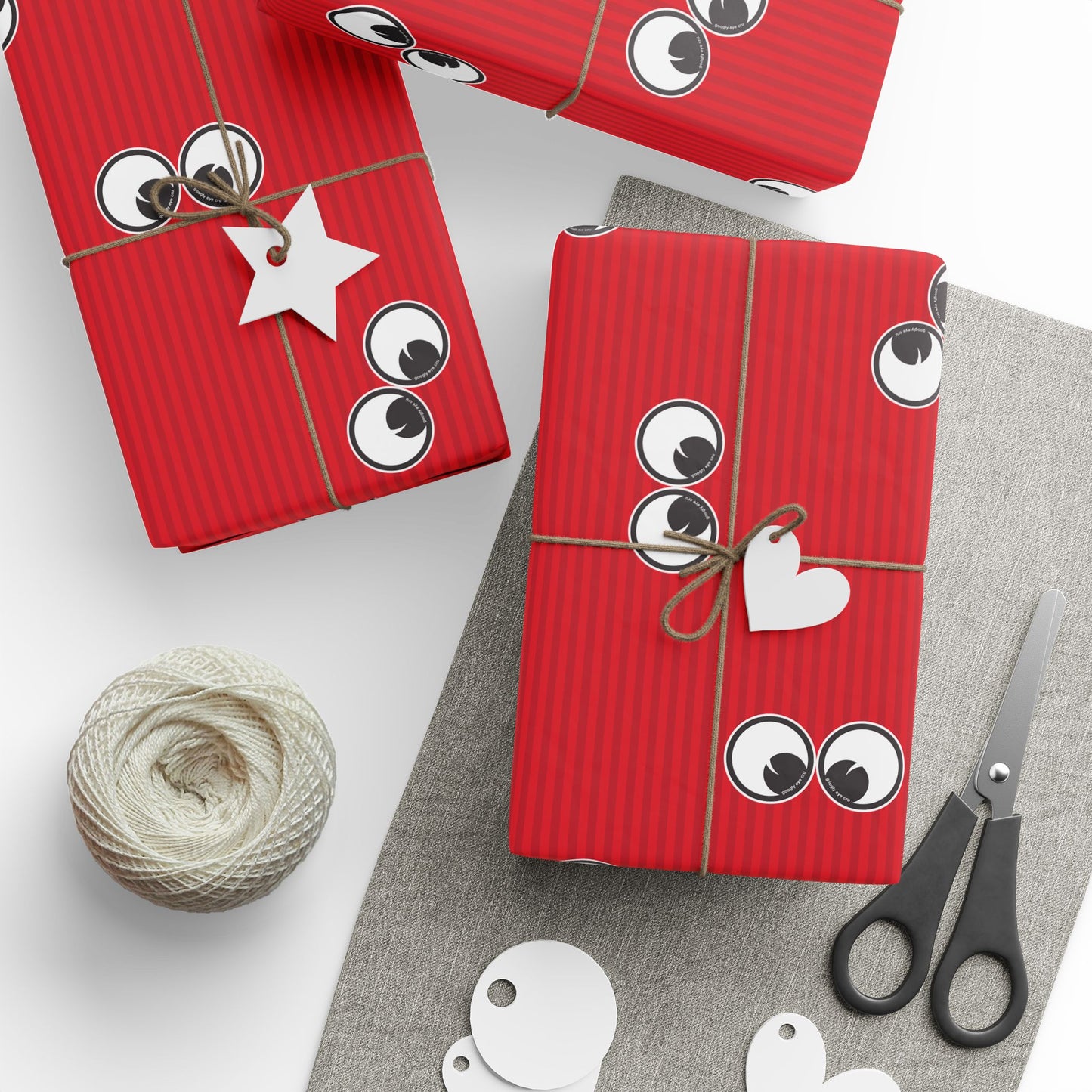 Googly Eye  Cru Pattern Wrapping Paper | Red stripe Eye Print