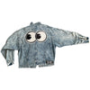 UPCYCLED Acid Wash Denim Jacket w/Chenille Eyes & old English CRU