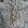 UPCYCLED Acid Wash Denim Jacket w/Chenille Eyes & old English CRU