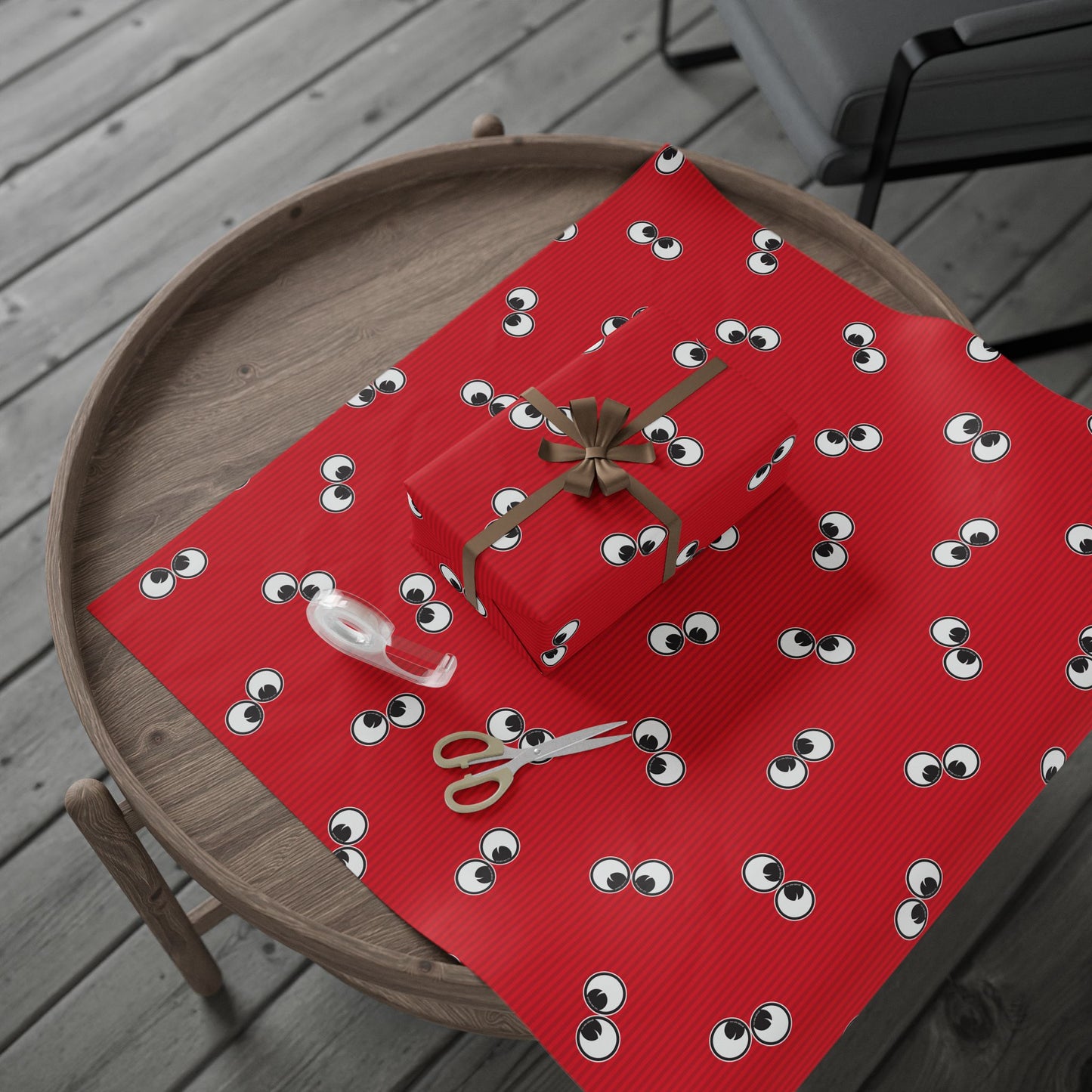 Googly Eye  Cru Pattern Wrapping Paper | Red stripe Eye Print