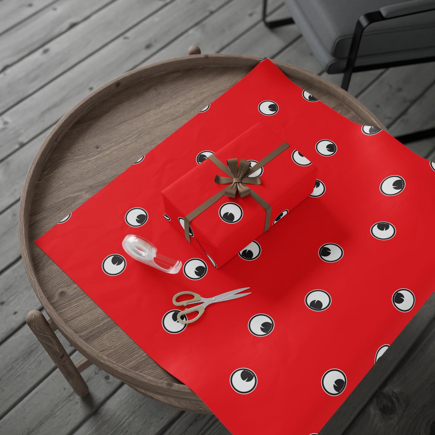 Googly Eye  Cru Pattern Wrapping Paper | Red Polka Dot Eye Print