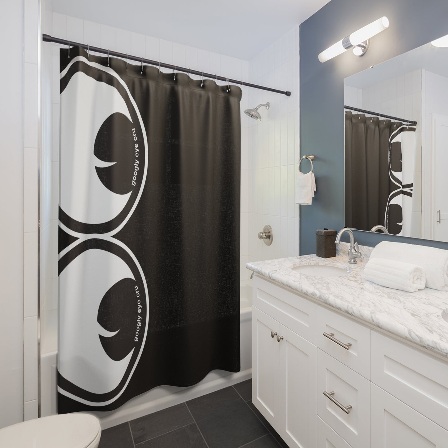 Peek-A-Boo Googly Eye Cru Shower Curtain