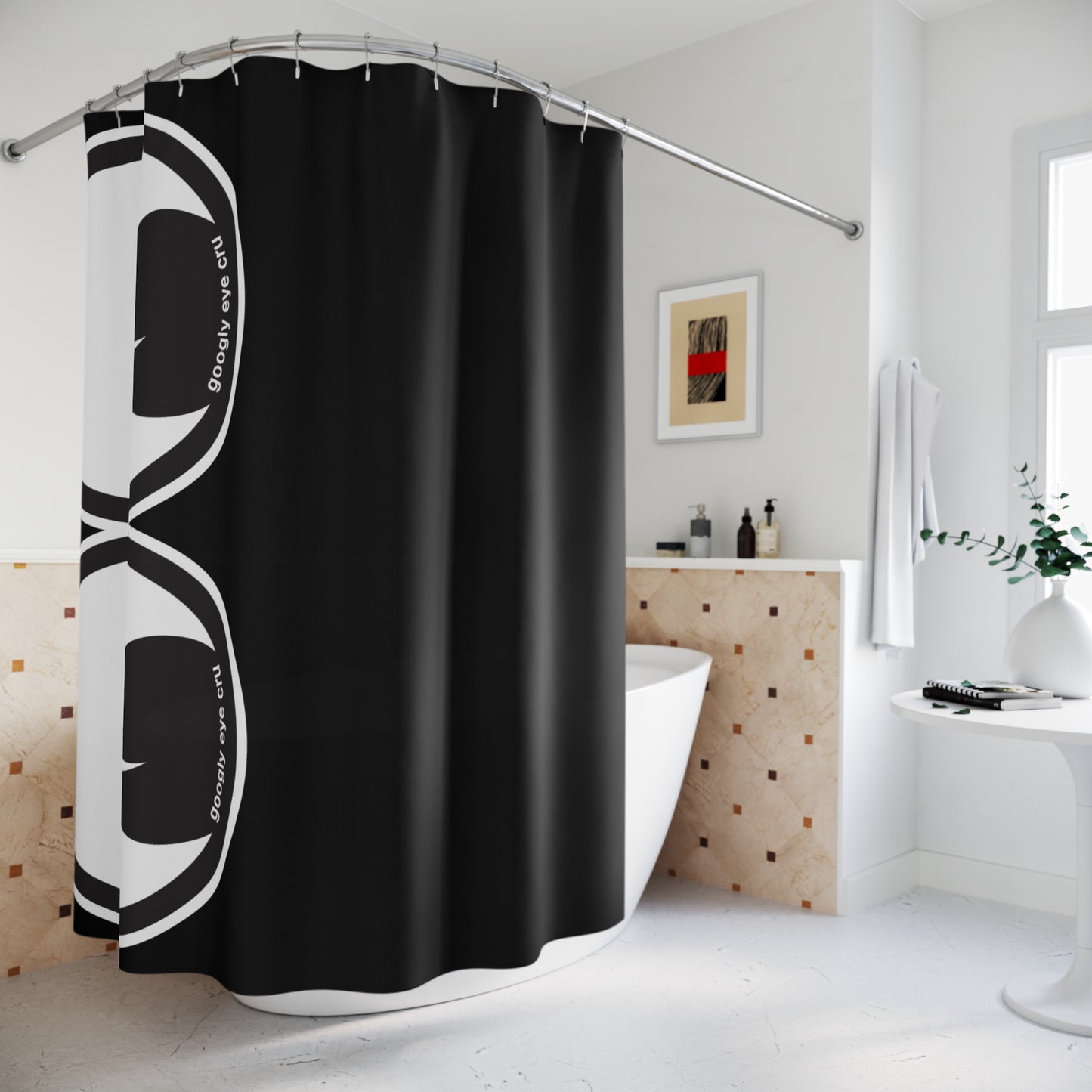 Peek-A-Boo Googly Eye Cru Shower Curtain