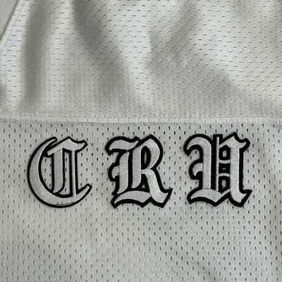 Upcycled sports mesh football Jersey w/ patches