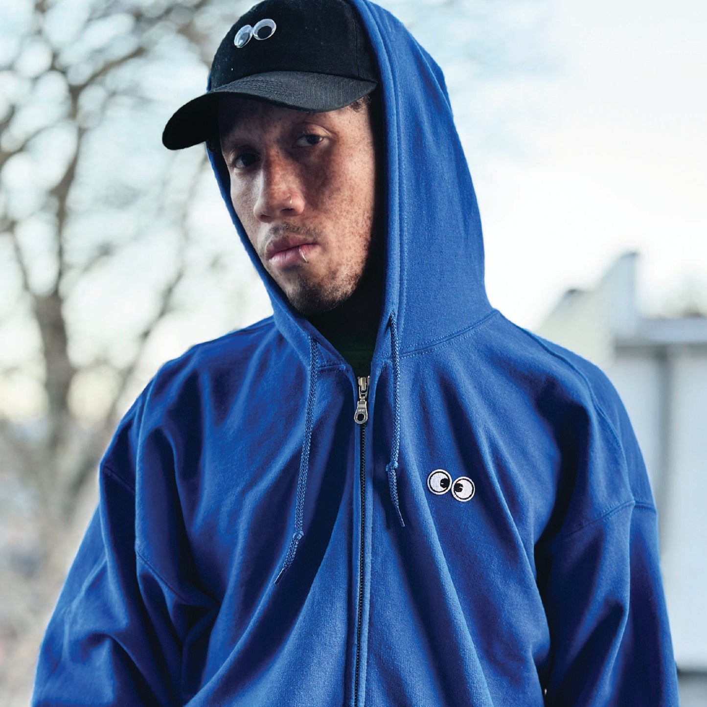 SWEATSHIRT: Googly Eye Cru Full Zip Hood